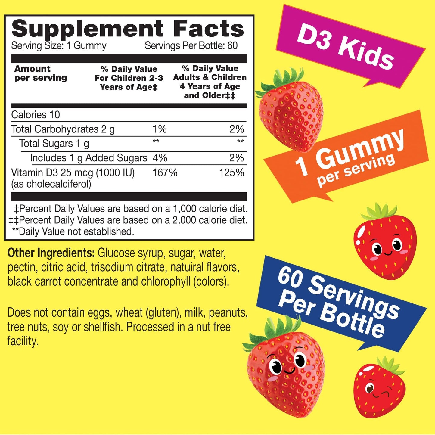 WellYeah Kids Vitamin D3 Gummies 1000 IU – Supports Bones & Immunity