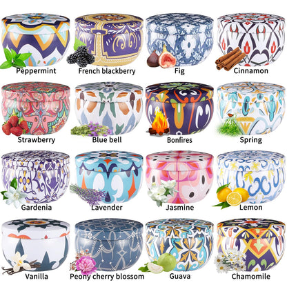Wfmolcand 16-Pack Small Scented Candles Set – 2.5 oz Natural Soy Travel Tin Aromatherapy Gift