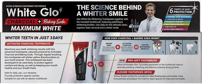 White Glo Charcoal + Baking Soda Maximum White Toothpaste 150g
