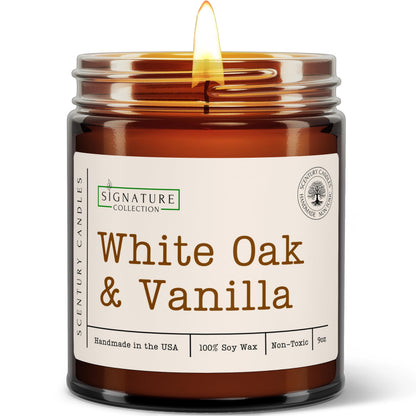 White Oak Vanilla Scented Candle | All Natural Soy Wax, Handmade in USA