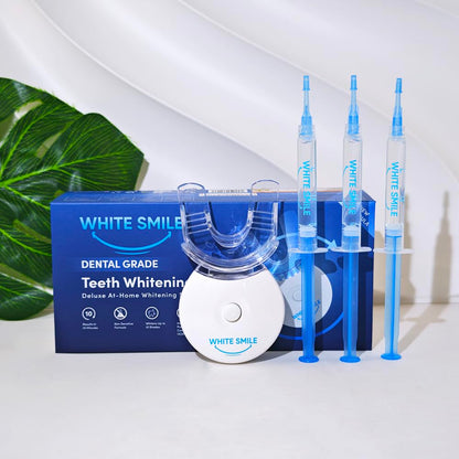 WHITE SMILE Teeth Whitening Kit – LED Light System, 35% Carbamide Peroxide, 3 Gel Syringes