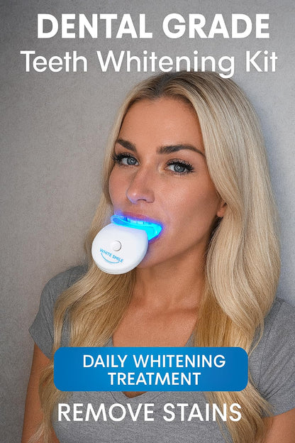 WHITE SMILE Teeth Whitening Kit – LED Light System, 35% Carbamide Peroxide, 3 Gel Syringes