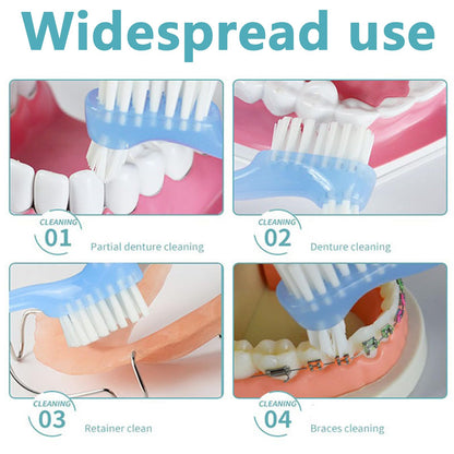 2-Piece Denture Cleaning Brush Set | Multi-Layered Bristles, Ergonomic Handle