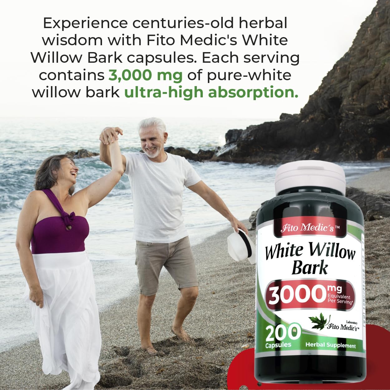 FITO MEDIC'S White Willow Bark | White Willow Extract | 180 Capsules Concentrate Extract | Herbal Supplement High Absorption