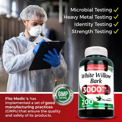 FITO MEDIC'S White Willow Bark | White Willow Extract | 180 Capsules Concentrate Extract | Herbal Supplement High Absorption