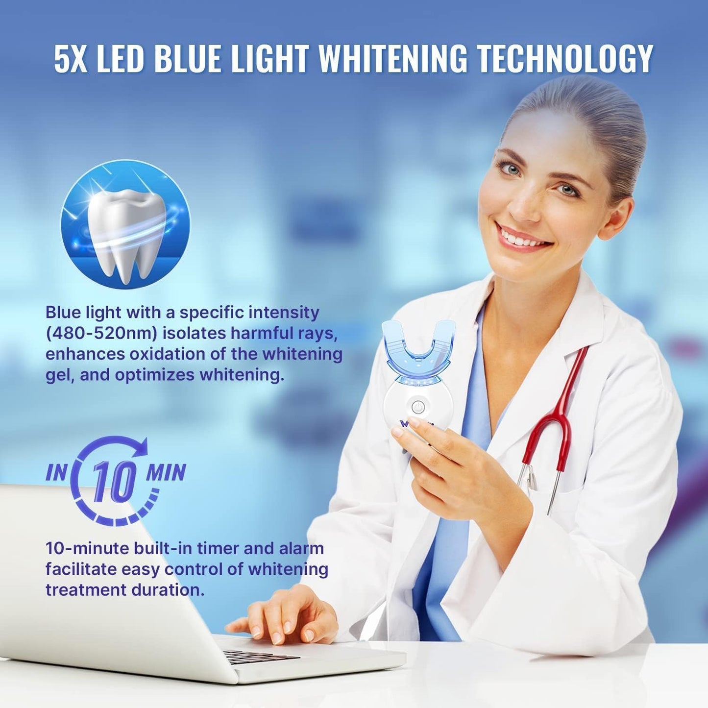 Whitebite Pro Teeth Whitening Kit – Sensitive Teeth, Enamel Safe, LED System