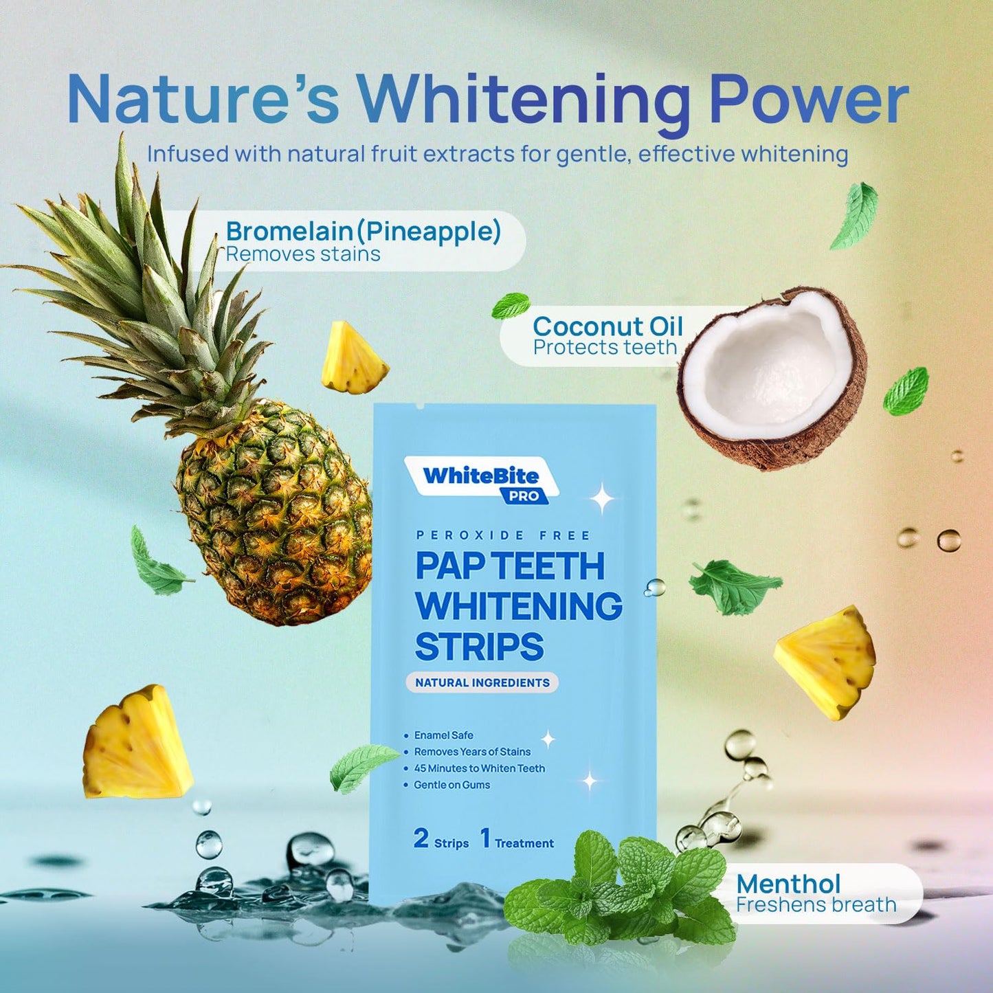 Whitebite Pro PAP Teeth Whitening Strips | Pineapple & Coconut Enzyme Formula