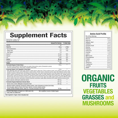 Natural Factors Whole Earth & Sea Organic Fermented Greens — Vegan, Unflavored, 13.8 oz