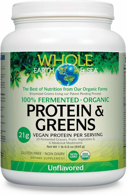 Whole Earth & Sea Organic Fermented Protein & Greens, Unflavored, 1 lb 9 oz | Natural Factors