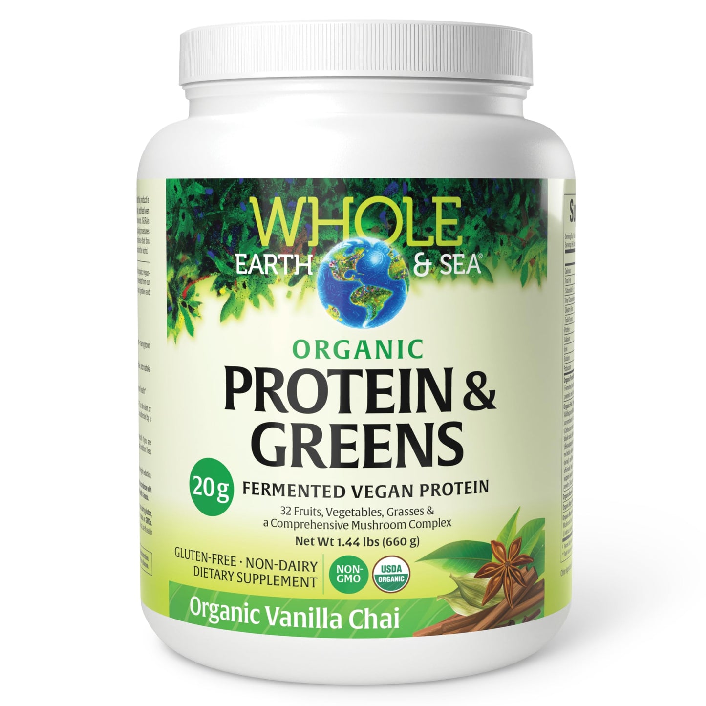 Whole Earth & Sea Organic Fermented Protein & Greens – Vanilla Chai