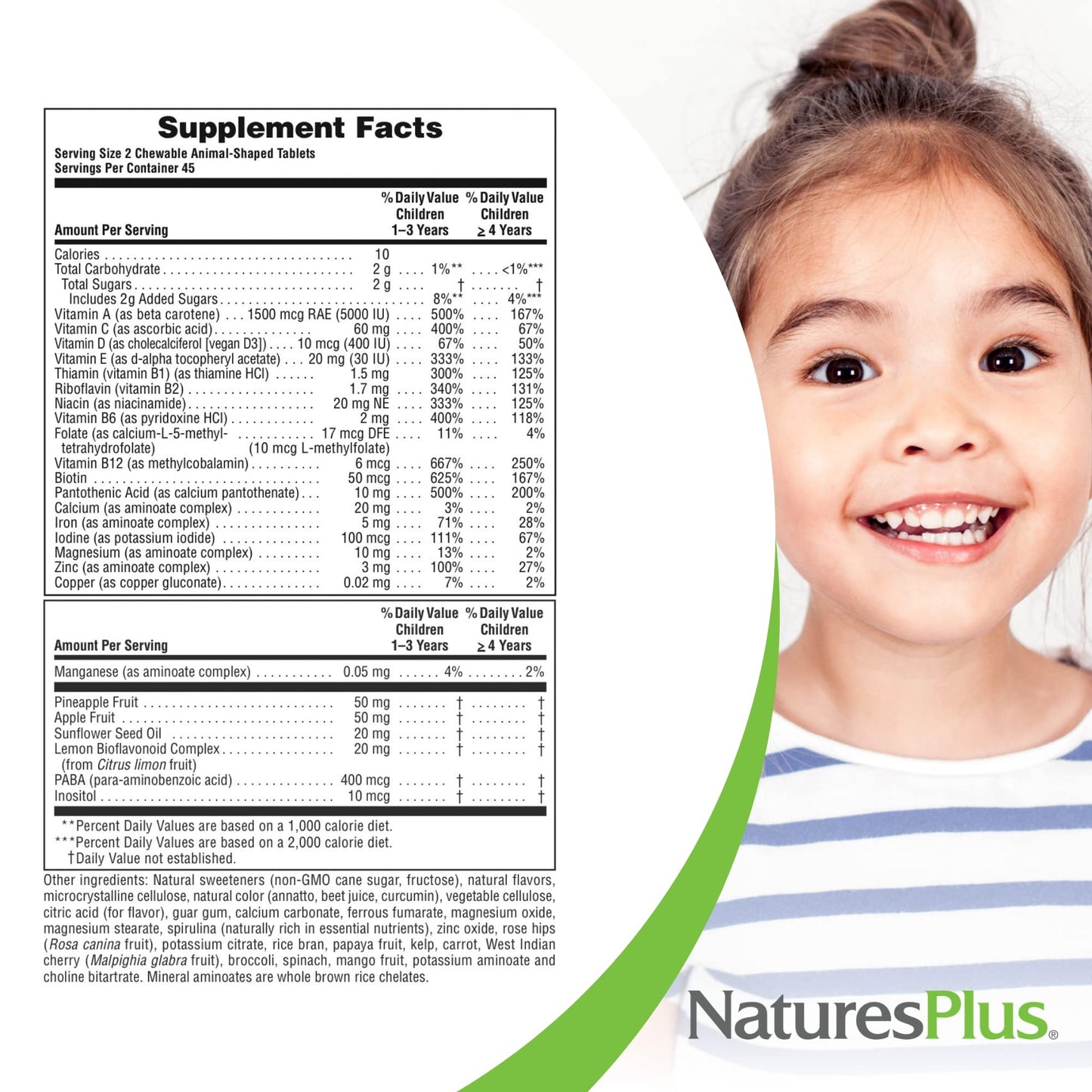 Natures Plus Animal Parade Children's Multivitamin - Orange Flavor, 90 Chewables (45 Servings) - Vegetarian & Gluten Free