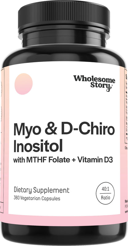 Wholesome Story Myo-Inositol & D-Chiro Inositol Capsules with MTHF Folate | Hormone Balance & Ovarian Support | Vitamin D3