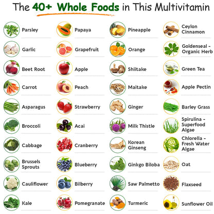 Wholesome Wellness Whole Food Multivitamin for Men – Vegan, Non-GMO, 120 Tablets