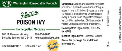 WHP Poison Ivy - All-Natural Homeopathic Relief (300 pills)