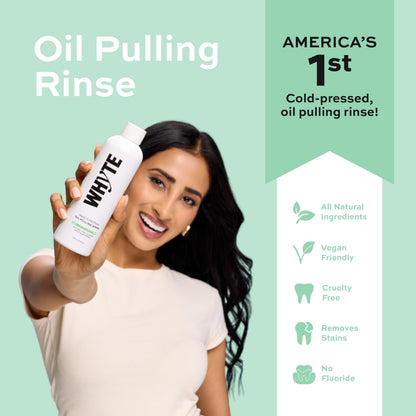 Whyte Coconut Oil Pulling Mouthwash – Teeth Whitening & Gum Health (Spearmint)