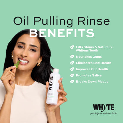 Whyte Coconut Oil Pulling Mouthwash – Teeth Whitening & Gum Health (Spearmint)
