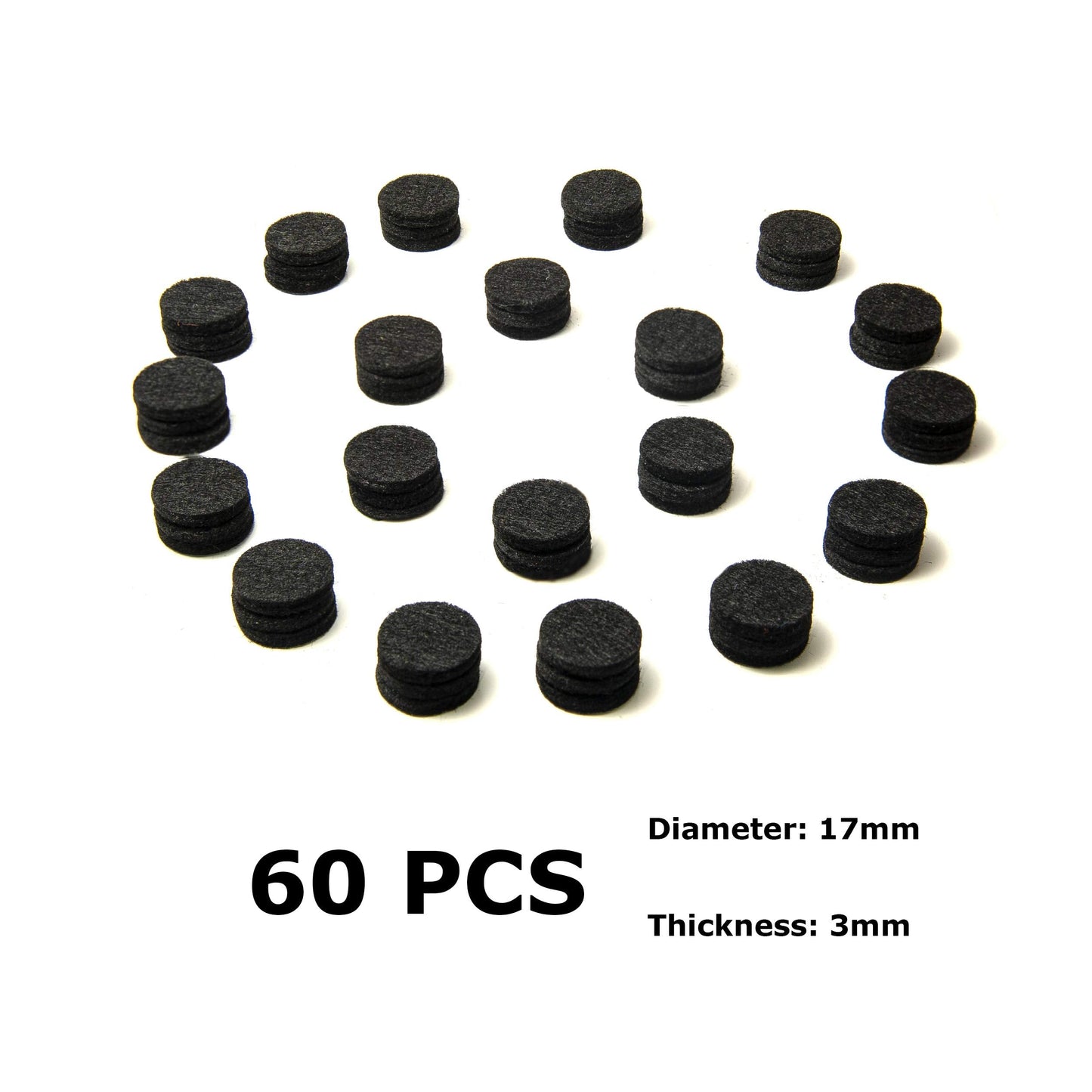 Wild Essentials Refill Pads – 60pcs, 17mm x 3mm, Jet Black