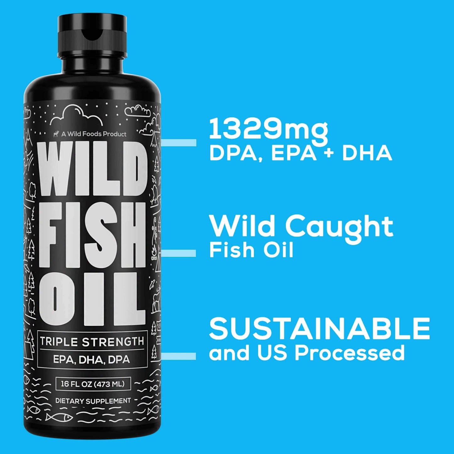 Wild Foods Liquid Omega-3 Fish Oil Lemon 16 oz (2 pk) – Burpless, Odorless, Non-GMO