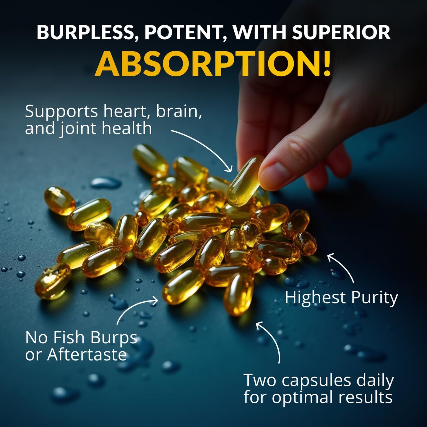 Wild Foods Omega-3 Fish Oil Supplement 120 Capsules (2 pk) – Burpless, Odorless, Non-GMO | DPA, DHA, EPA Triple Strength