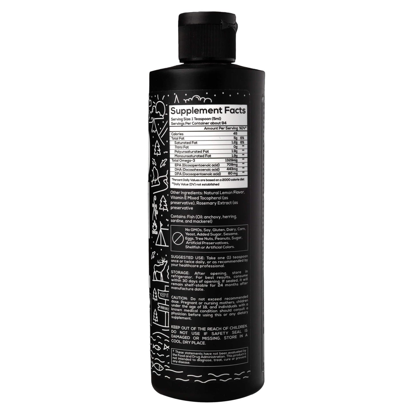 Wild Foods Liquid Omega-3 Fish Oil Lemon 16 oz (2 pk) – Burpless, Odorless, Non-GMO