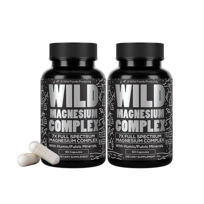 Wild Foods Wild Magnesium Complex – 7 Forms in One, 450 mg per Capsule, 90 Capsules (Pack of 2)