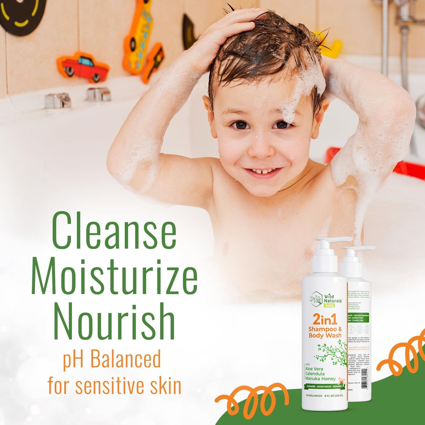 Wild Naturals Baby Eczema Shampoo & Body Wash – Gentle, Tear-Free & Hypoallergenic