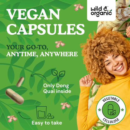 Wild & Organic Dong Quai Capsules for Women - 1000 mg, 60 Count, Vegan