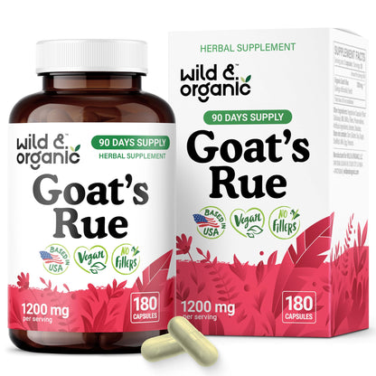 Wild & Organic Goat's Rue Capsules 1200 mg – Lactation Support, Vegan, 90-Day Supply