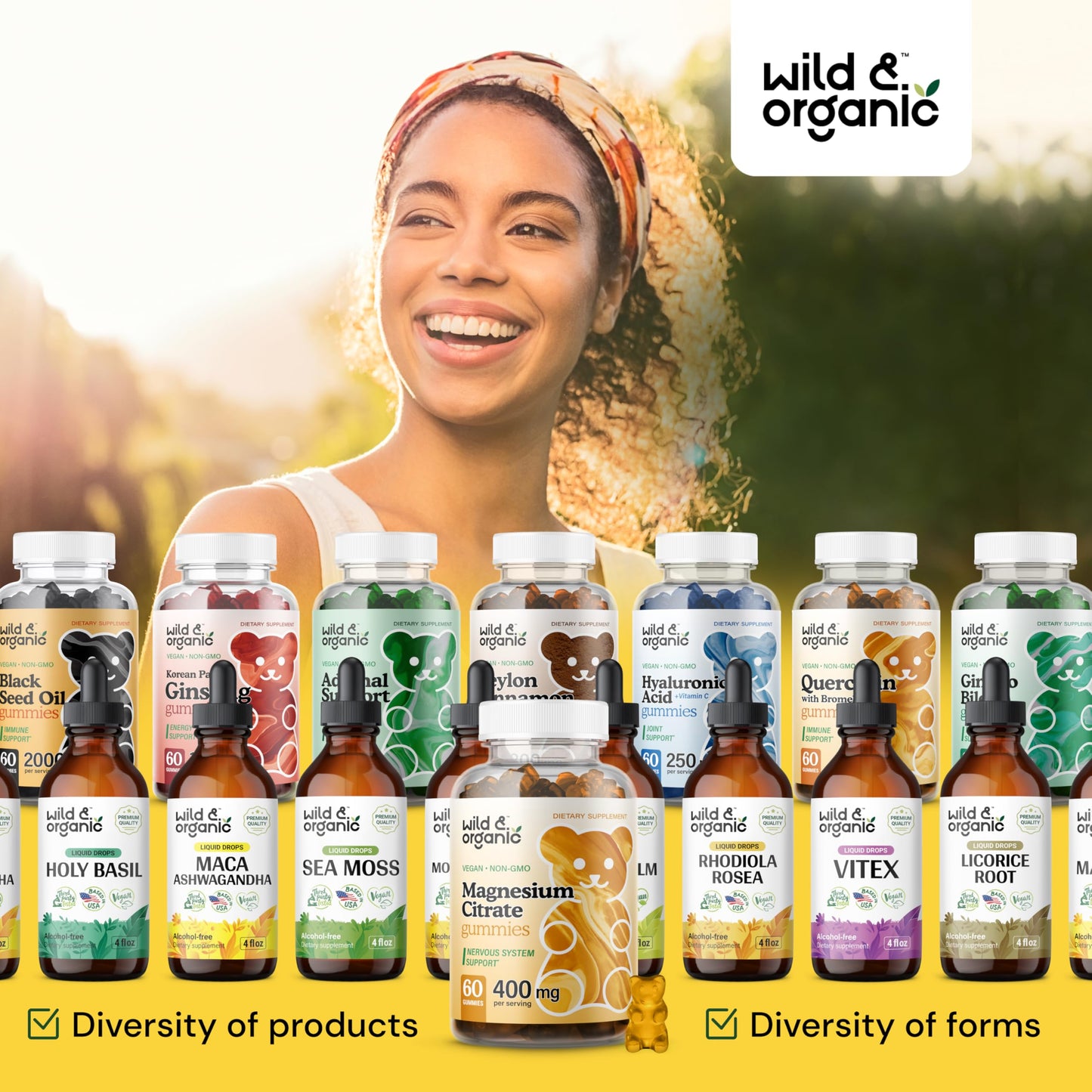 Wild & Organic Magnesium Citrate Gummies 400 mg | Mood & Calm Support (Pack of 2)