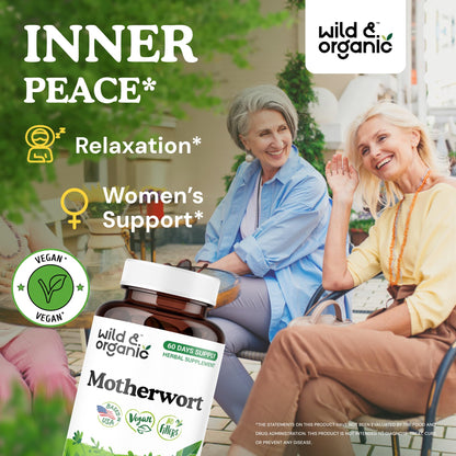 Wild & Organic Motherwort Capsules 1000 mg | Calmness & Women's Support | Vegan & Non-GMO