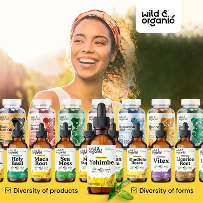Wild & Organic Yohimbe Drops - 5 mg Yohimbine, Vegan & Alcohol-Free, 2 fl oz