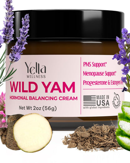 Wild Yam Cream for Hormone Balance – Progesterone-Free PMS & Menopause Support (2oz)