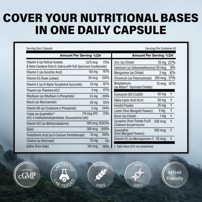 Wild Foods Methylated Multivitamin for Men & Women - Iron-Free Daily Multi with Methyl B12, Folate, A, D, K2, CoQ10 (Pack of Two)