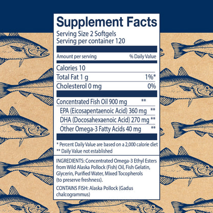 Wiley's Finest Easy Swallow Minis – Double-Strength Omega-3 630mg EPA/DHA