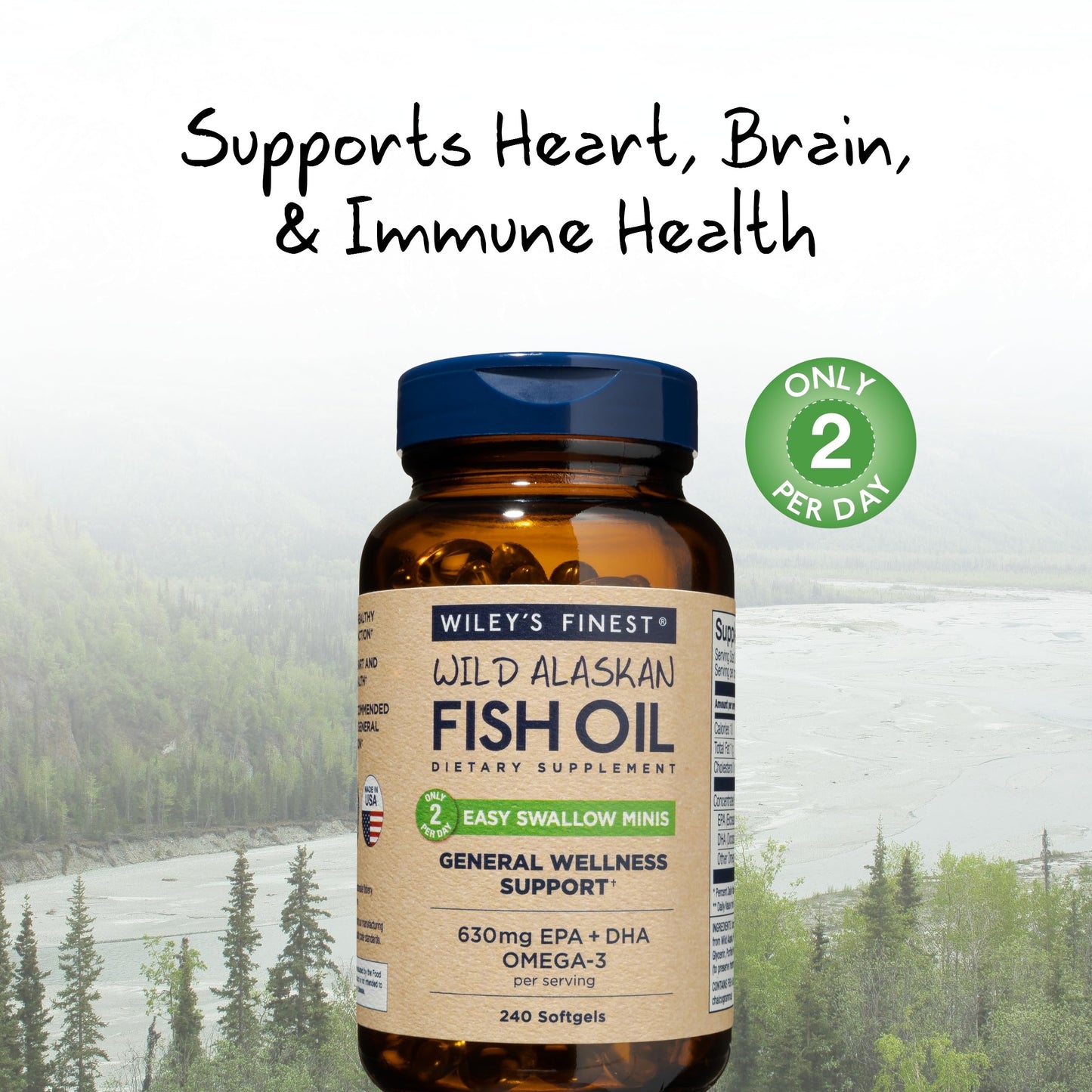 Wiley's Finest Easy Swallow Minis – Double-Strength Omega-3 630mg EPA/DHA