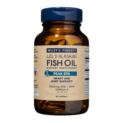 Wiley’s Finest Peak EPA & DHA Fish Oil 1000mg - 60 Softgels | Wild Alaskan, Triple Strength