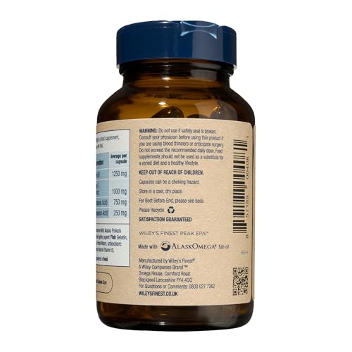 Wiley’s Finest Peak EPA & DHA Fish Oil 1000mg - 60 Softgels | Wild Alaskan, Triple Strength
