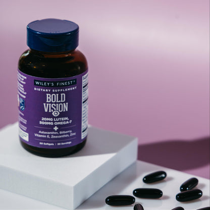 Wiley's Finest Bold Vision: Wild Alaskan Fish Oil for Eye Health with Lutein, Zeaxanthin, Zinc & Vitamin E - 60 Softgels