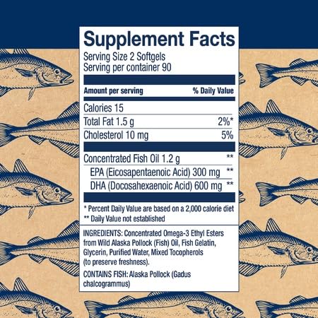 Wiley's Finest Wild Alaskan Fish Oil Prenatal DHA – 900mg Omega-3 (180 Softgels)