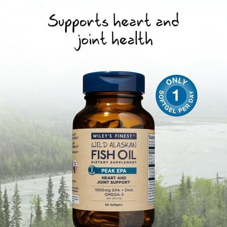 Wiley’s Finest Peak EPA & DHA Fish Oil 1000mg - 60 Softgels | Wild Alaskan, Triple Strength