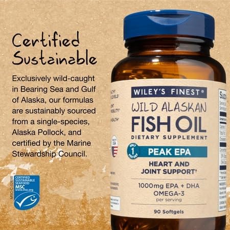 Wiley's Finest Peak EPA Triple Strength Wild Alaskan Fish Oil 1000mg – 90 Softgels