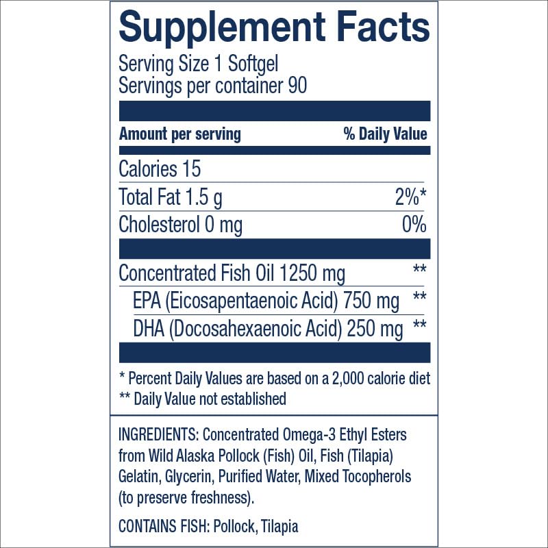 Wiley's Finest Peak EPA Triple Strength Wild Alaskan Fish Oil 1000mg – 90 Softgels