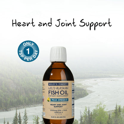 Wiley's Finest Wild Alaskan Fish Oil Peak Omega-3 Liquid - 2300mg EPA/DHA - Lemon - 8.45 oz (50 Servings)