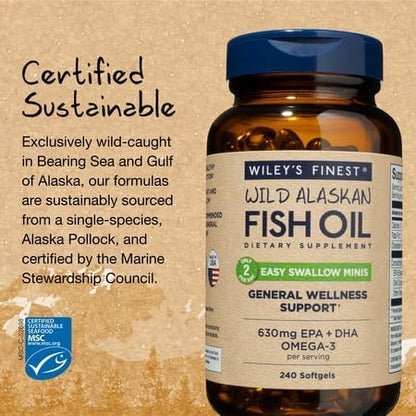 Wiley's Finest Easy Swallow Minis – Double-Strength Omega-3 630mg EPA/DHA
