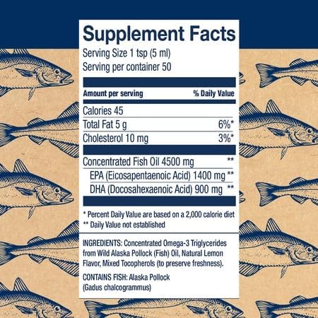 Wiley's Finest Wild Alaskan Fish Oil Peak Omega-3 Liquid - 2300mg EPA/DHA - Lemon - 8.45 oz (50 Servings)