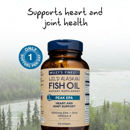 Wiley's Finest Peak EPA Wild Alaskan Fish Oil - Triple Strength 1000mg EPA/DHA - 120 Softgels
