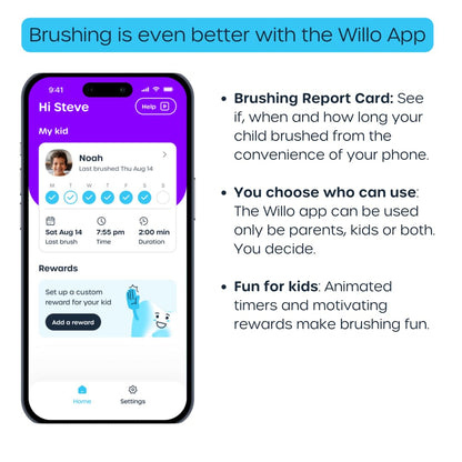 Willo Fully Automatic Kids U-Shaped Toothbrush – Berry Splash (Ages 8-11)