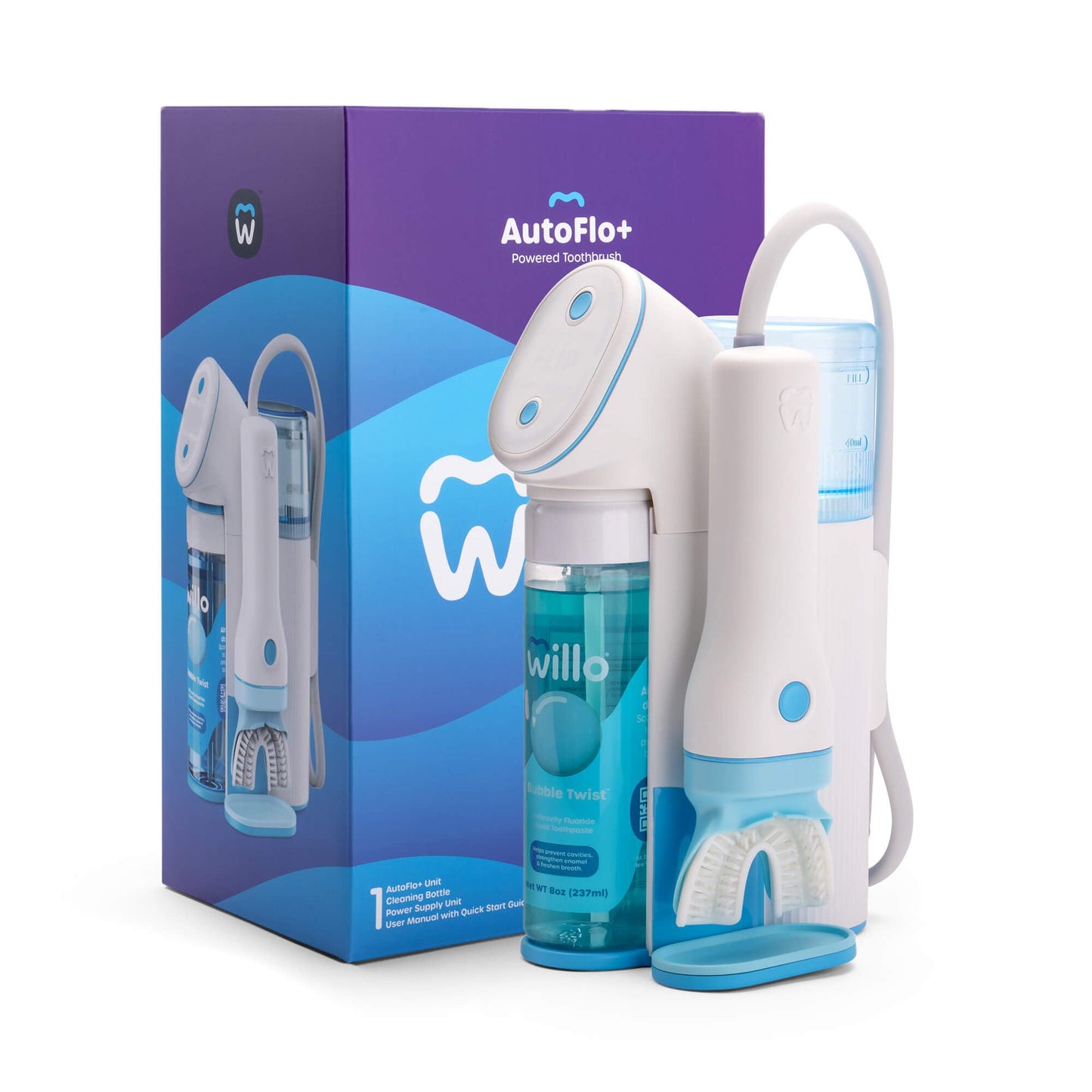 Willo Fully Automatic Kids U-Shaped Electric Toothbrush – 2 Timers, Deep-Cleans, Consistent Results | Bubble Twist Small (Ages 5-7)