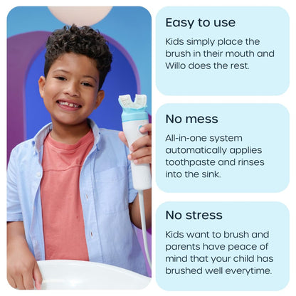 Willo Fully Automatic Kids U-Shaped Toothbrush – Minty Mist (12+), 2 Timers