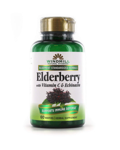 Windmill Elderberry Capsules with Vitamin C & Echinacea – 60 Count